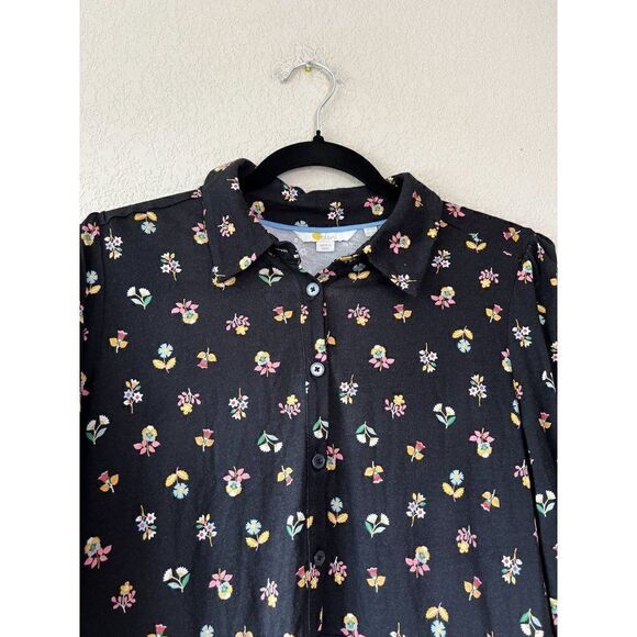 Boden Long Sleeve Black Floral Dress, Size 8R - Picture 5 of 6